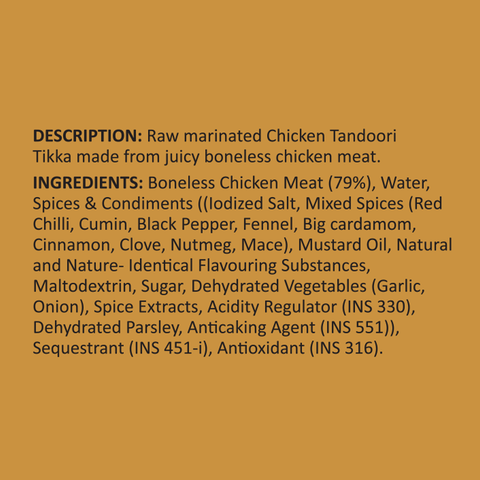 Meatzza Marinated boneless Tandoori tikka 500g